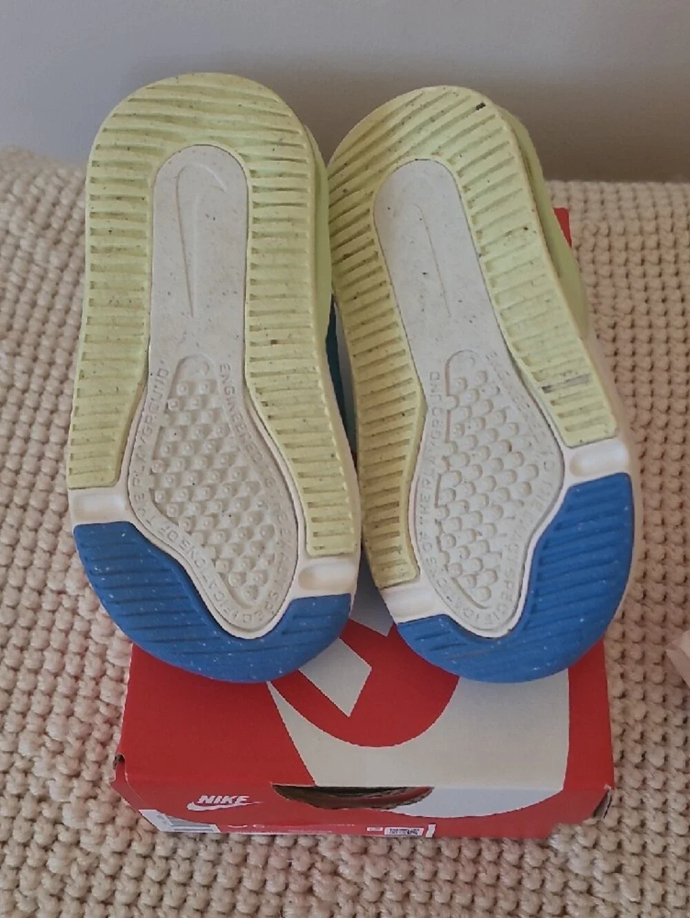 Nike Kids Blue Sneakers with Lime Accents